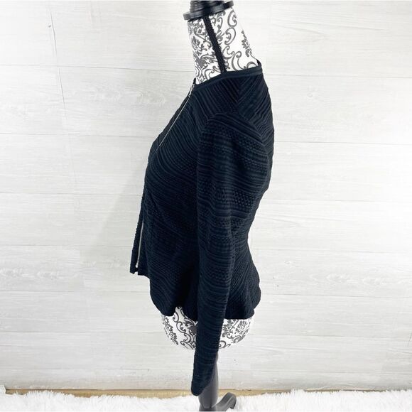 Rebecca Taylor Texture Knit Zip Front Fitted Silk Blend Jacket - Picture 7 of 10